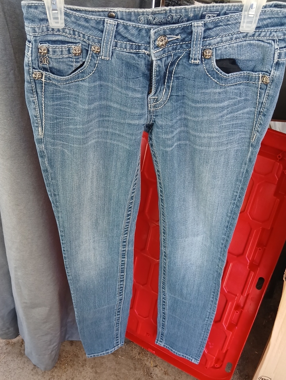 Miss Me Light Blue Skinny Jeans with Contrast Stitching